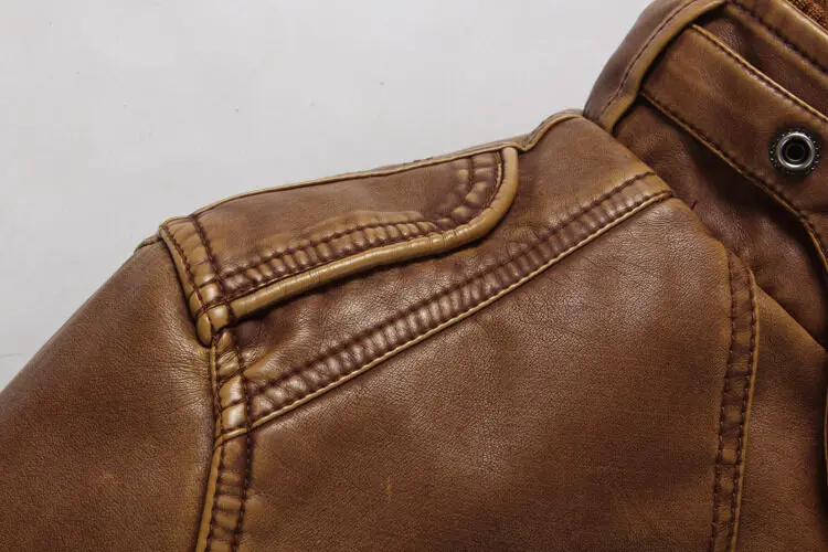 New Korean Version Stylish Leather Jacket For Men Trendy Versatile Stand Collar Coat Casual Autumn Fleece Keep Warm Men's Coat - Image 15