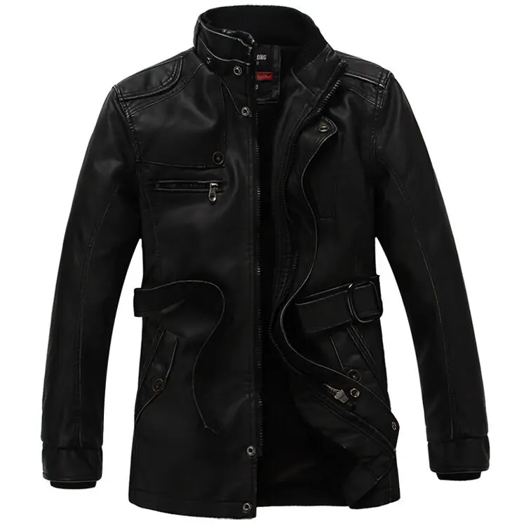 New Korean Version Stylish Leather Jacket For Men Trendy Versatile Stand Collar Coat Casual Autumn Fleece Keep Warm Men's Coat - Image 8
