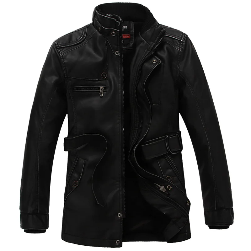 New Korean Version Stylish Leather Jacket For Men Trendy Versatile Stand Collar Coat Casual Autumn Fleece Keep Warm Men's Coat - Image 2