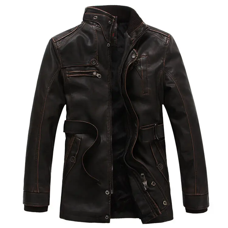 New Korean Version Stylish Leather Jacket For Men Trendy Versatile Stand Collar Coat Casual Autumn Fleece Keep Warm Men's Coat - Image 9