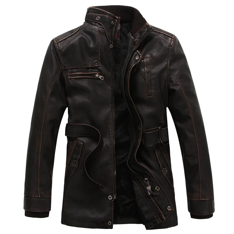 New Korean Version Stylish Leather Jacket For Men Trendy Versatile Stand Collar Coat Casual Autumn Fleece Keep Warm Men's Coat - Image 3